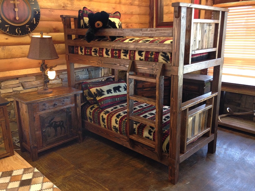 Bradley's Furniture Etc. Rustic Log and Barnwood Bunk Beds